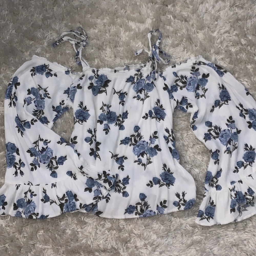 off the shoulder floral blouse